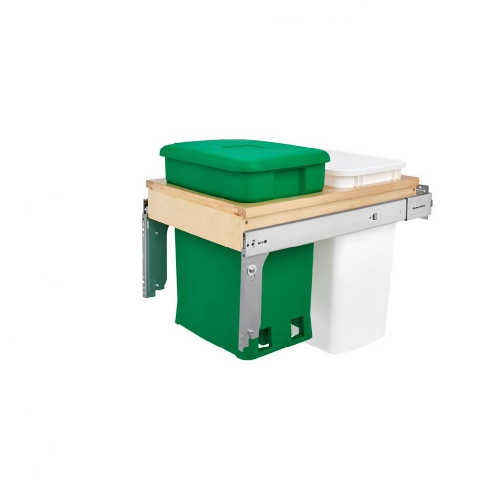 Wood Top Mount Pull Out Trash/Waste and Compost Container