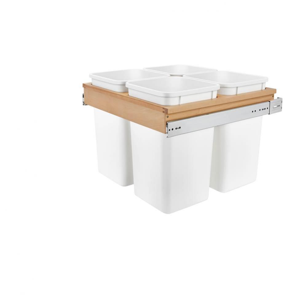 Wood Top Mount Pull Out Quad Trash/Waste Container