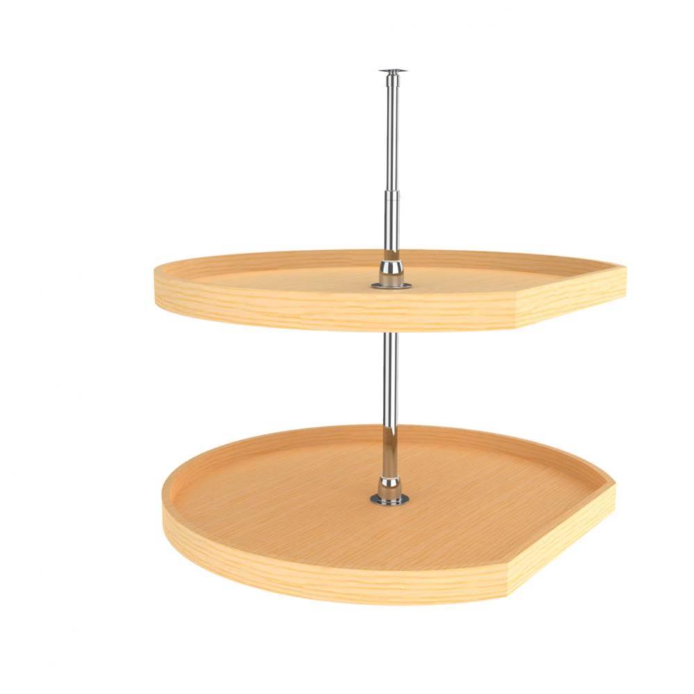 Wood D-Shape 2-Shelf Lazy Susans for Corner Base Cabinets