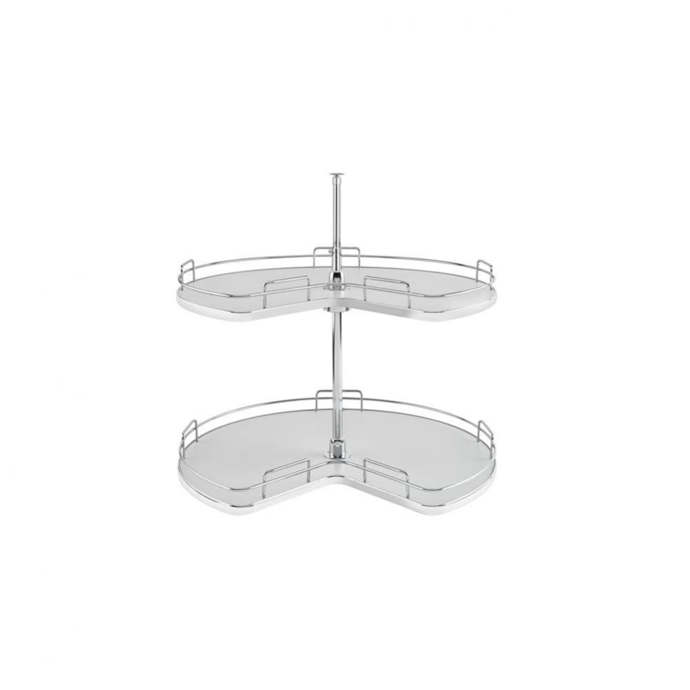 Solid Surface 2-Shelf Kidney Lazy Susan for Corner Base Cabinet