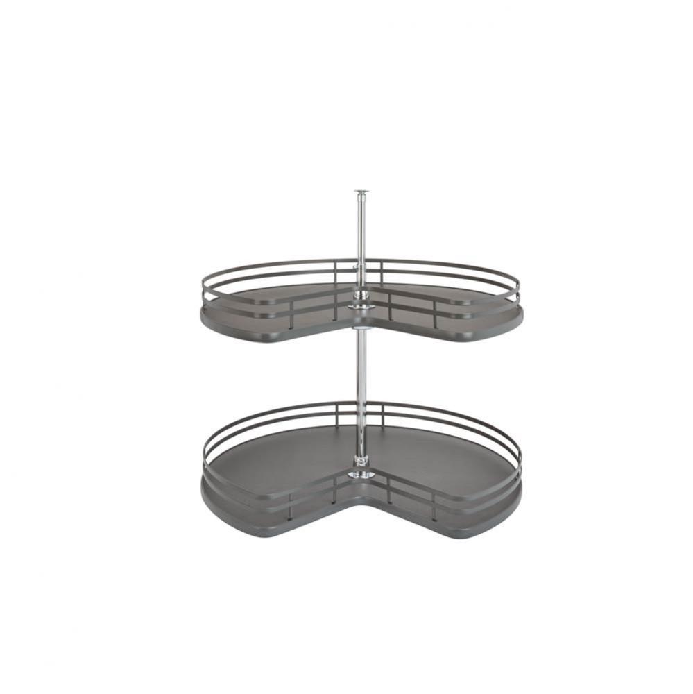 Solid Surface 2-Shelf Kidney Lazy Susan for Corner Base Cabinet