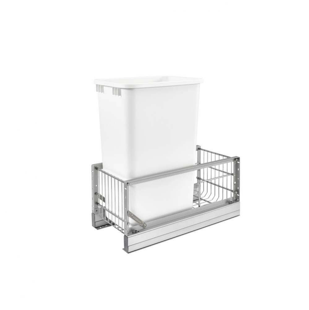 Aluminum Pull Out Trash/Waste Container for Full Height Cabinets w/Soft Close
