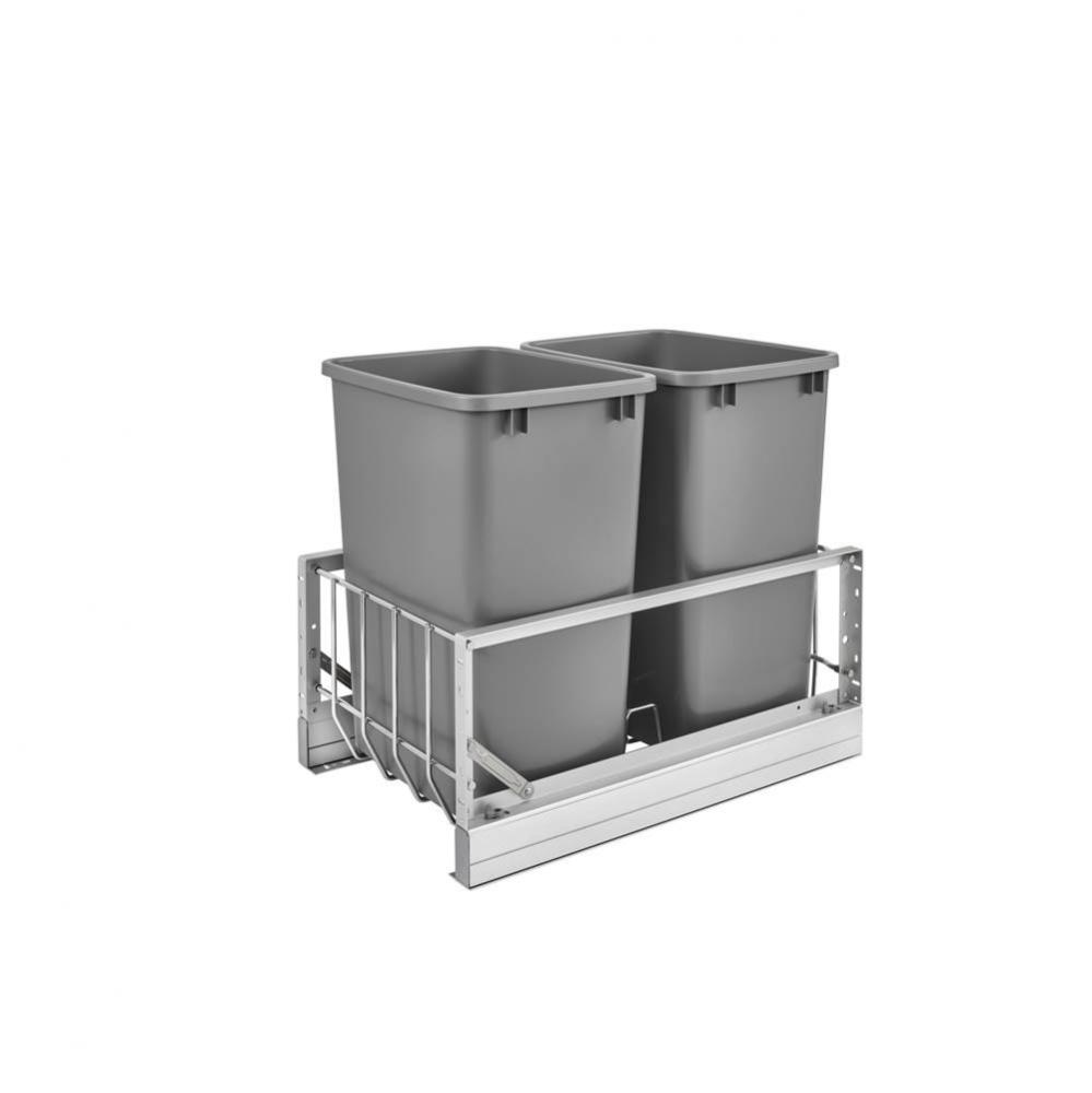 Aluminum Pull Out Double Trash/Waste Container w/Soft Close