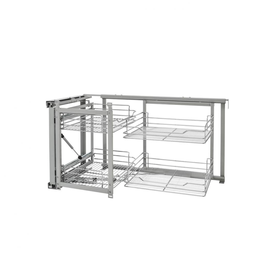Sliding 4-shelf Wire Blind Corner Cabinet Organizer