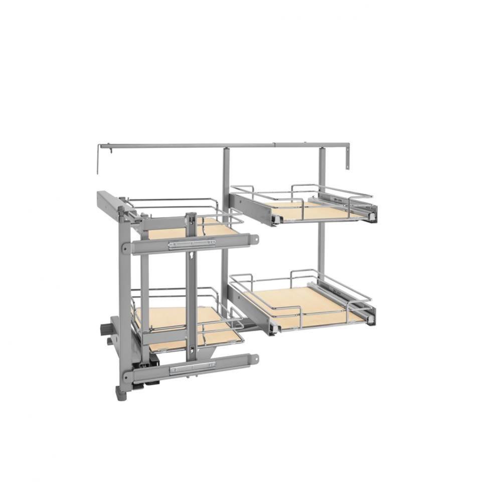 Sliding Solid Surface 4-shelf Blind Corner Cabinet Organizer