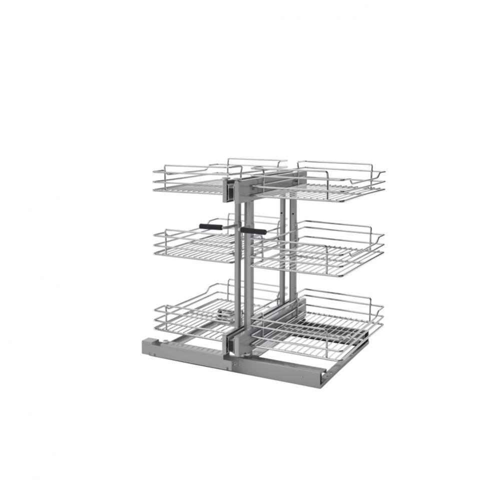 Steel 3-Tier Pull Out Organizer for Blind Corner Cabinets w/Soft Close