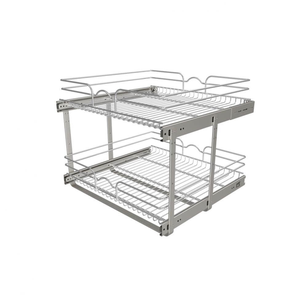 Two-Tier Bottom Mount Pull Out Steel Wire Organizer