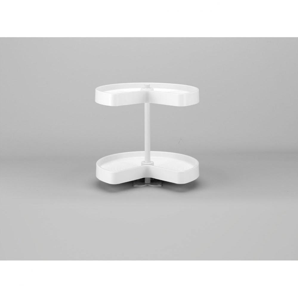 Polymer Kidney 2-Shelf Lazy Susan w/Bottom Mount Hardware for Corner Wall Cabinets