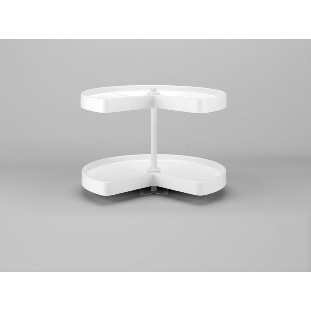 Polymer Kidney 2-Shelf Lazy Susan w/Bottom Mount Hardware for Corner Base Cabinets