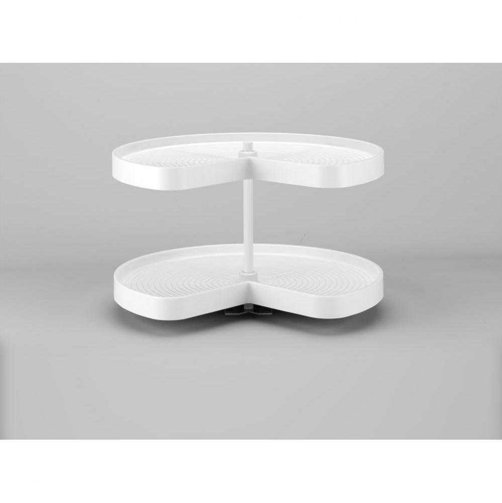 Polymer Kidney 2-Shelf Lazy Susan w/Bottom Mount Hardware for Corner Base Cabinets