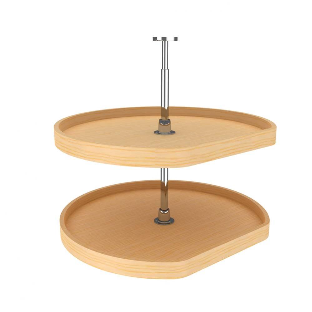 Banded Wood D-Shape 2-Shelf Lazy Susans for Corner Base Cabinets