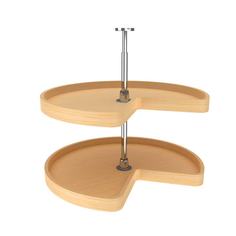 Banded Wood Kidney 2-Shelf Lazy Susan Shelf for Corner Base Cabinets