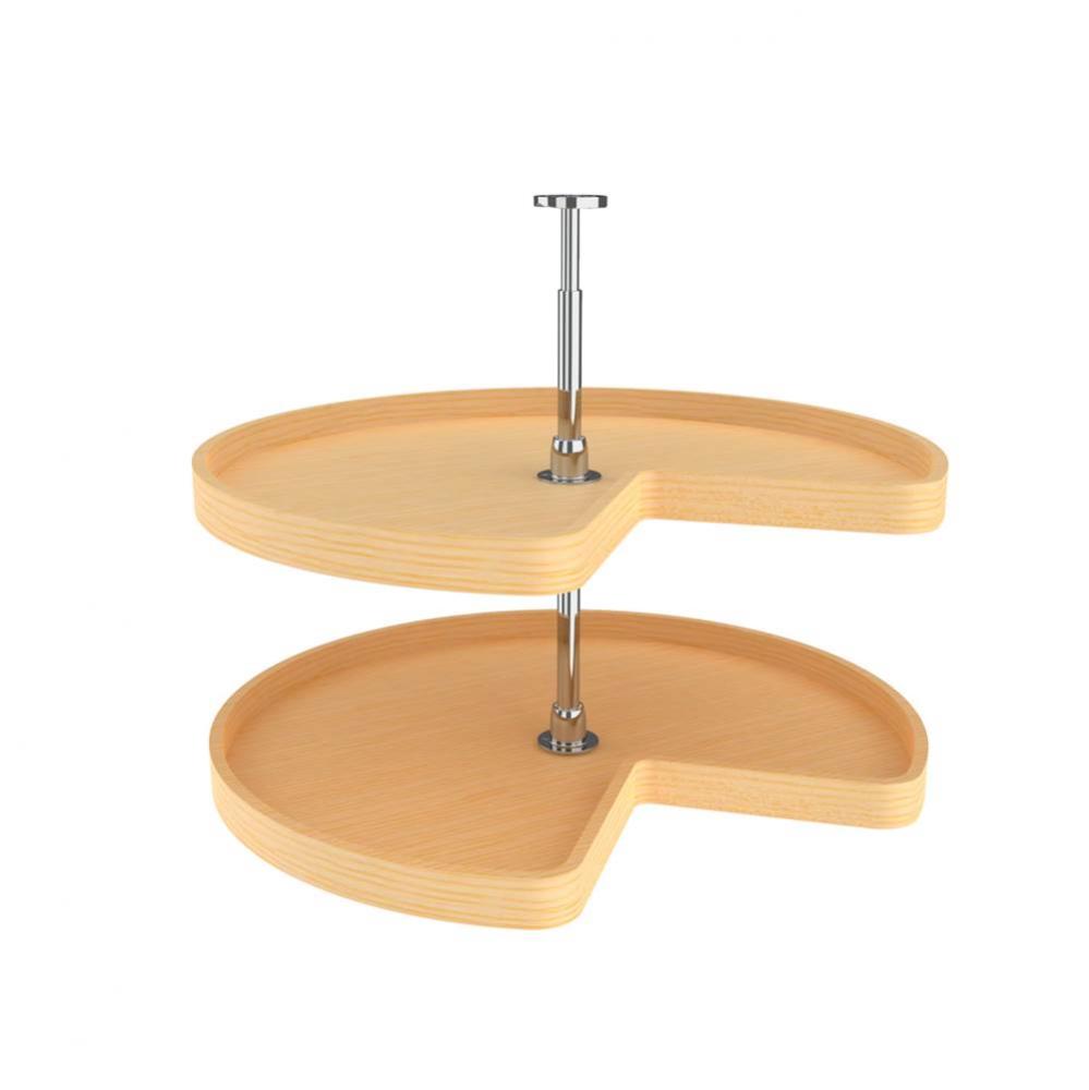Banded Wood Kidney 2-Shelf Lazy Susan Shelf for Corner Base Cabinets