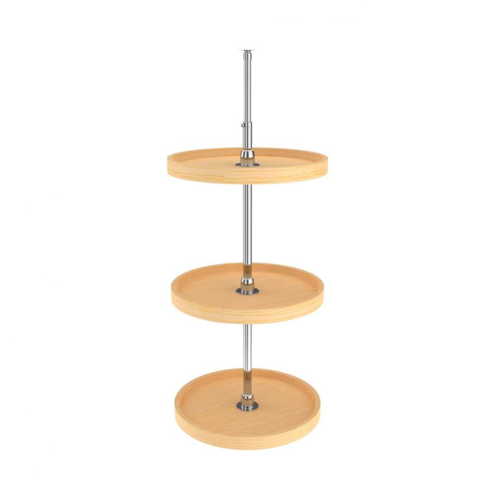 Natural Wood Full Circle 3-Shelf Lazy Susans for 36'' H Corner Wall Cabinets