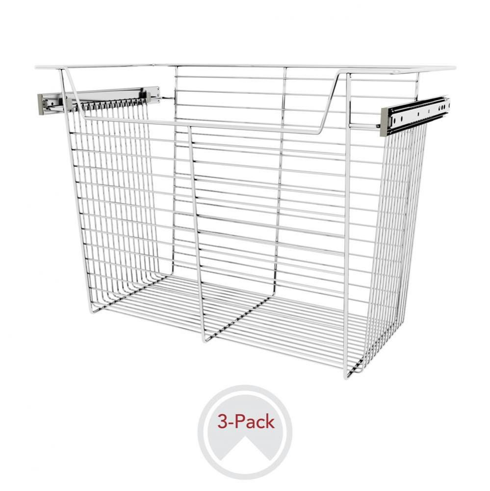 24'' W Closet Baskets for Custom Closet Systems (3-pack)