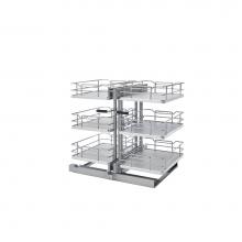 Rev-A-Shelf 53PSP3-15SC-GR - Steel 3-Tier Pull Out Solid Bottom Organizer for Blind Corner Cabinets w/Soft Close