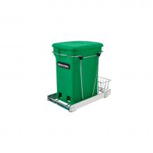Rev-A-Shelf RV-12KD-CKGR-S - Chrome Steel Pull Out Compost Container w/Rear Basket Storage