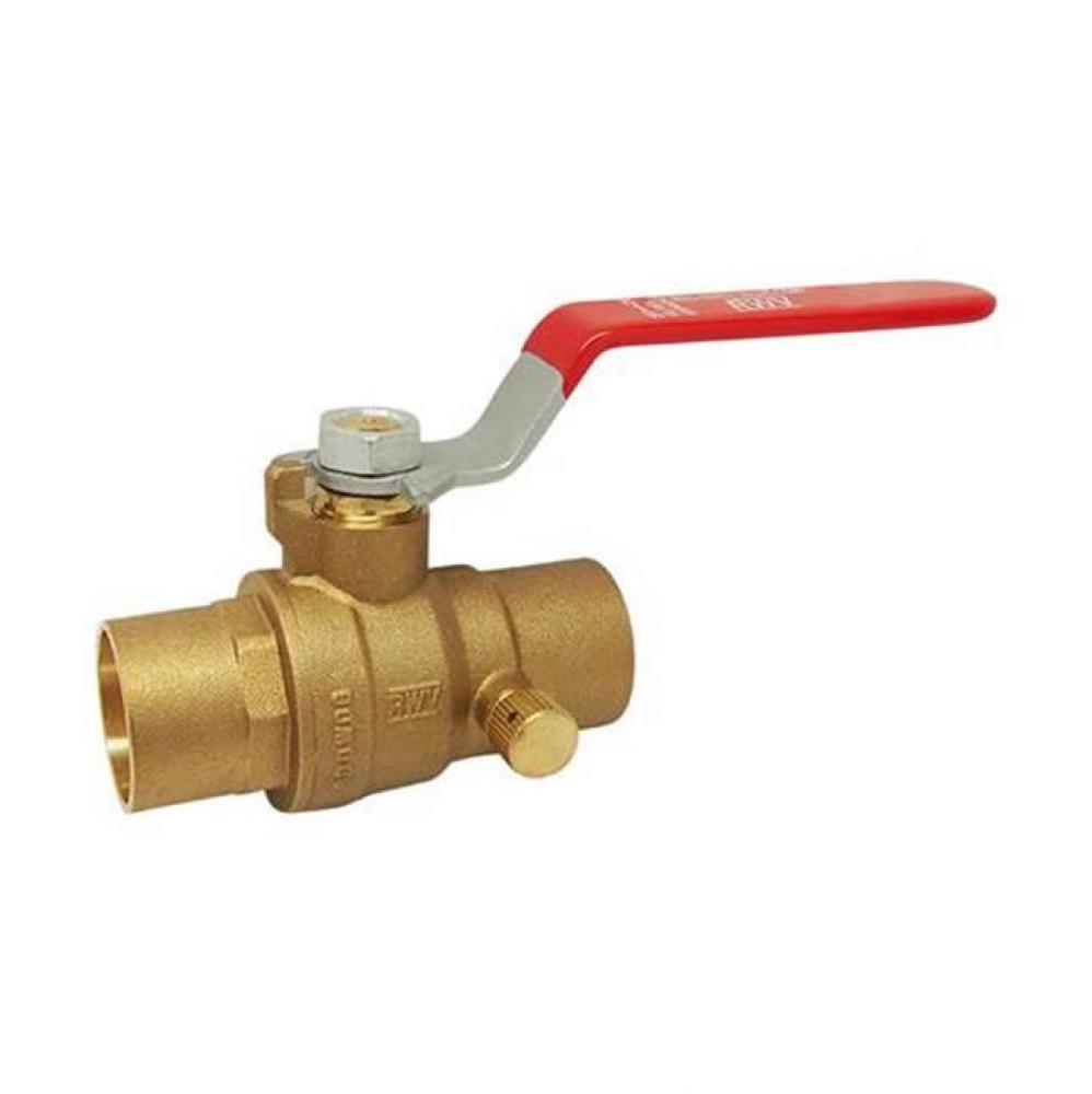 3/4 IN 600# WOG,  Brass Body,  Solder Ends,  Drain Port