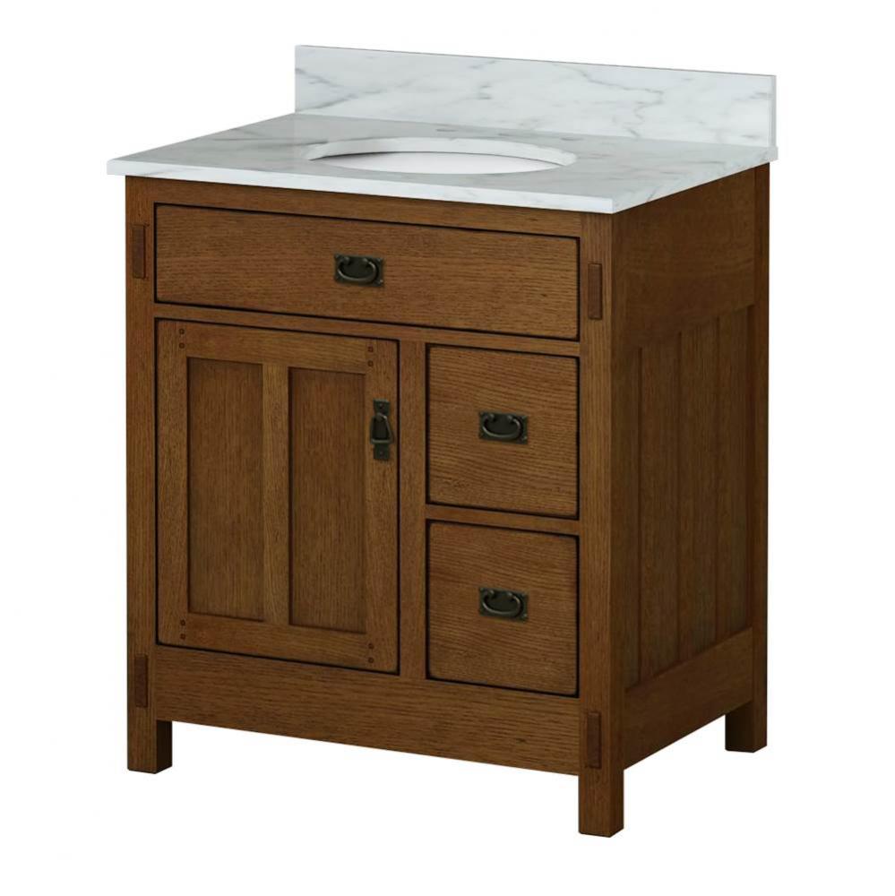 30''W x 21''D x 33-1/2''H Vanity Base, 1 Door, 2 Drawers