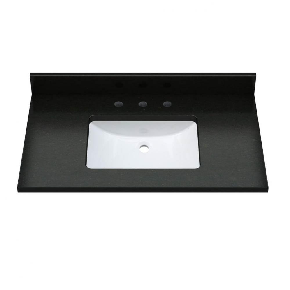 37''W x 22''D x 1-3/16'' Midnight Black Granite Top Pre-mounted Whit
