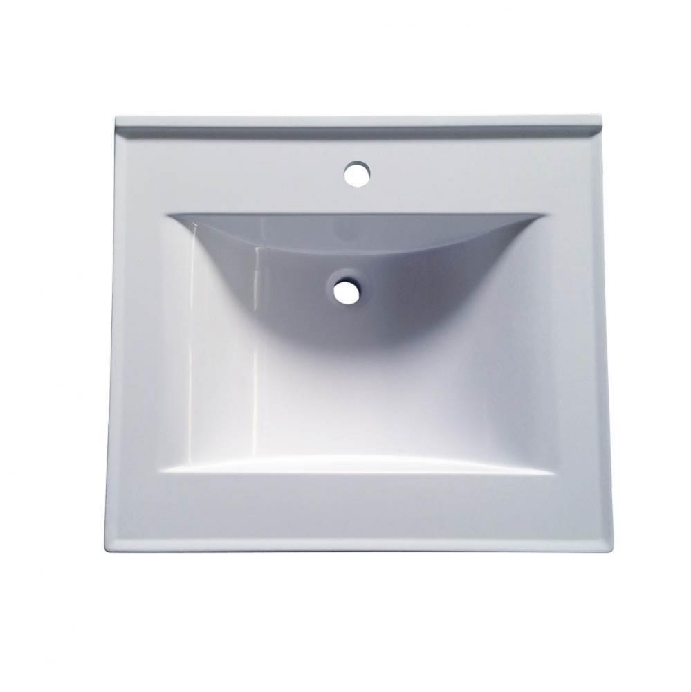 25''W x 22''D Cultured Marble Vanity Top with Single Hole Faucet Drilling