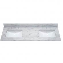 Sagehill Designs RW6122D-CW - Carrara White Marble, Pre-Mounted Rectangular Ceramic Basin, 3 Cm Thick