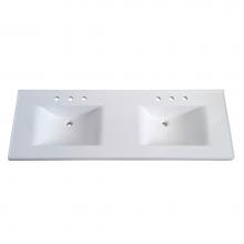 Sagehill Designs WB6122D-W - 61''W x 22''D Cultured Marble Vanity Top Double Bowl, 8'' Widespread