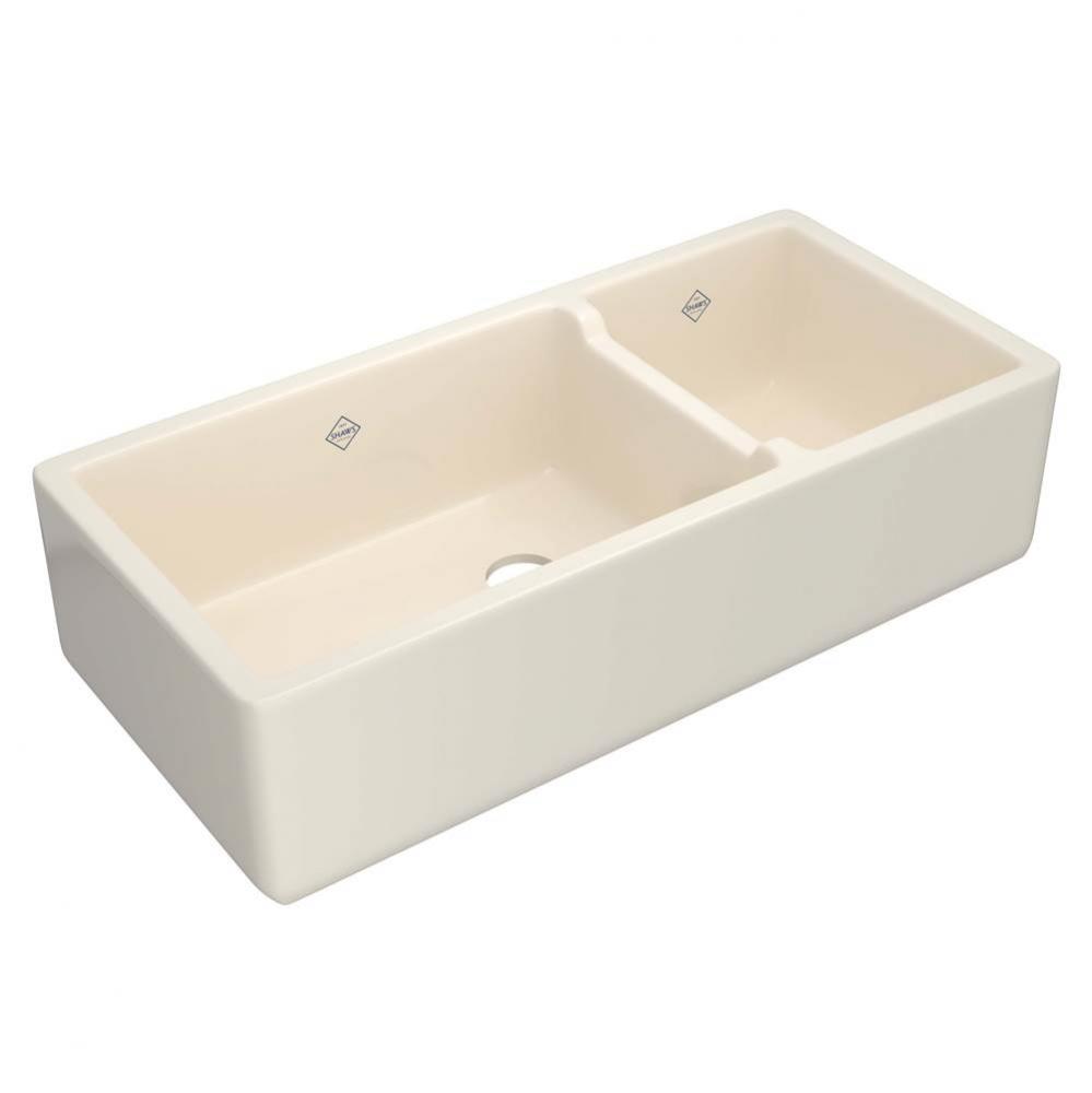 40'' Lancaster Double Bowl Farmhouse Apron Front Fireclay Kitchen Sink