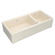Shaws RC4018PCT - 40'' Egerton Double Bowl Farmhouse Apron Front Fireclay Kitchen Sink
