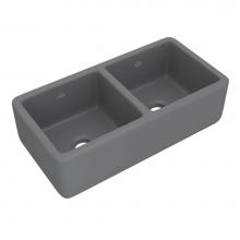 Shaws RC3719MG - 37'' Lancaster Double Bowl Farmhouse Apron Front Fireclay Kitchen Sink