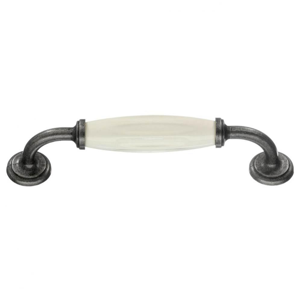 PULL PEWTER FINISH/WHITE CERAMIC CC 3 7/8''
