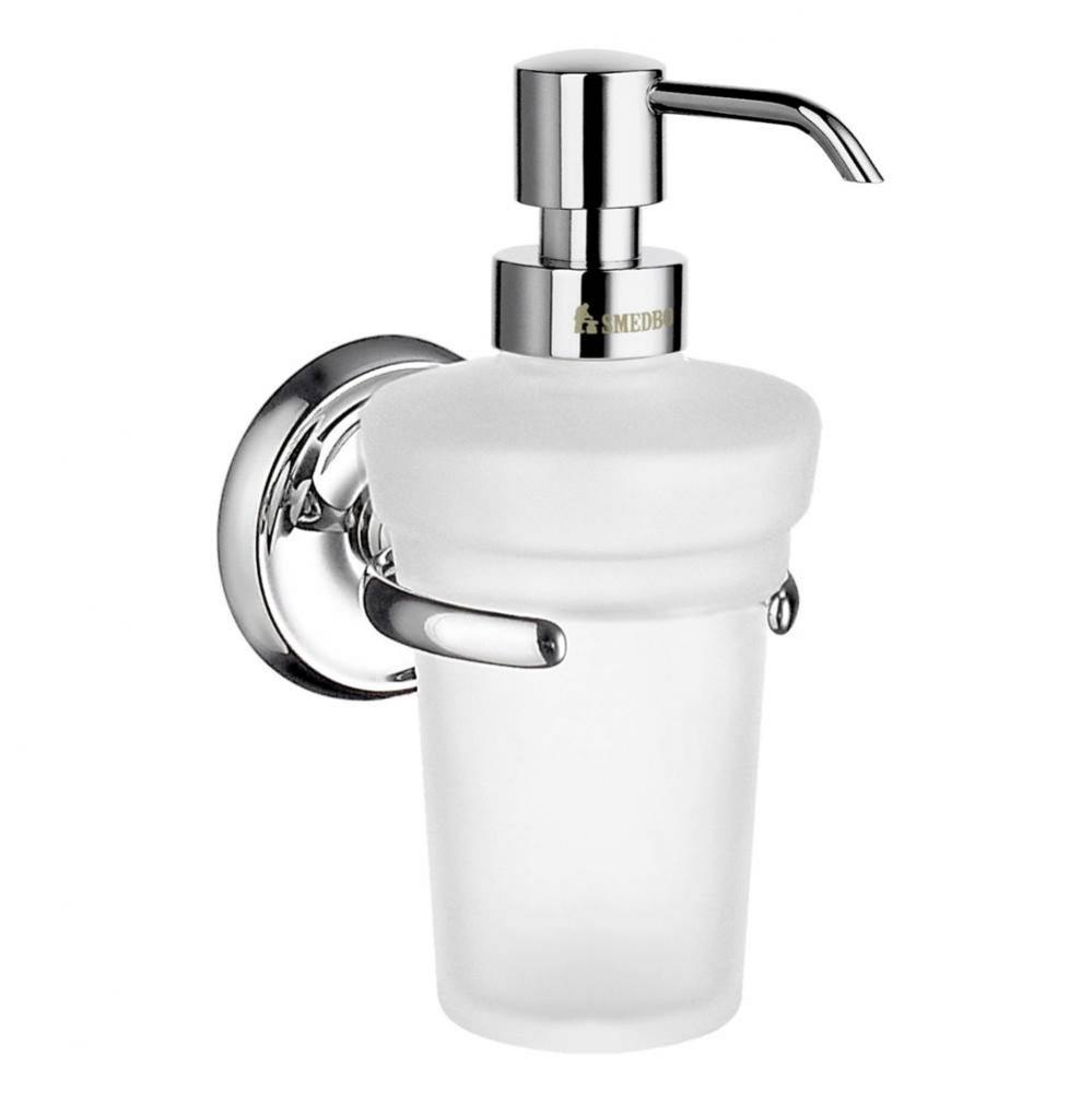 VILLA - Holder in Polished Chrome with Frosted Glass Soap Dispenser