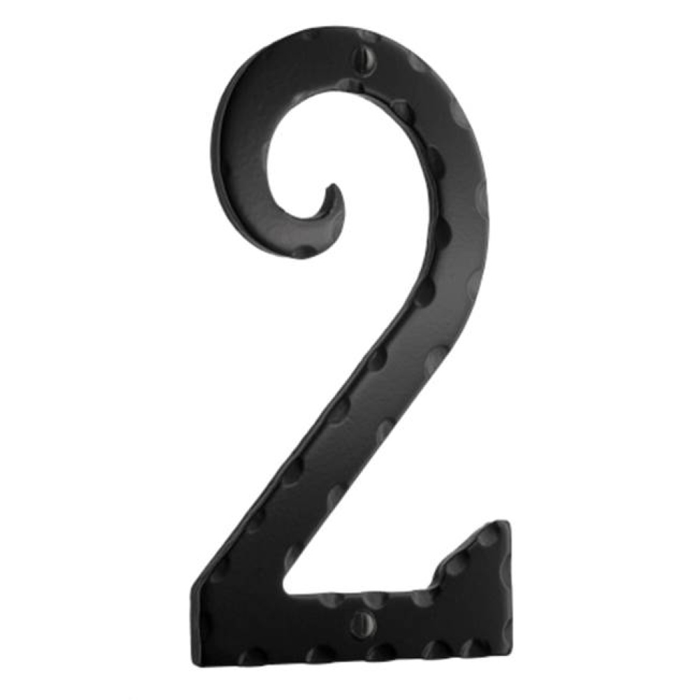 Decorative wrought iron 6'' house numeral 2