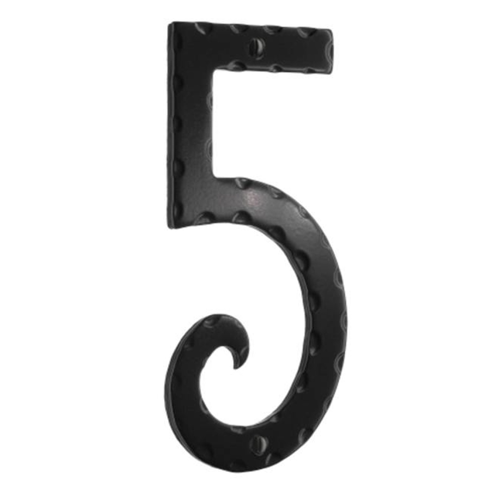 Decorative wrought iron 6'' house numeral 5