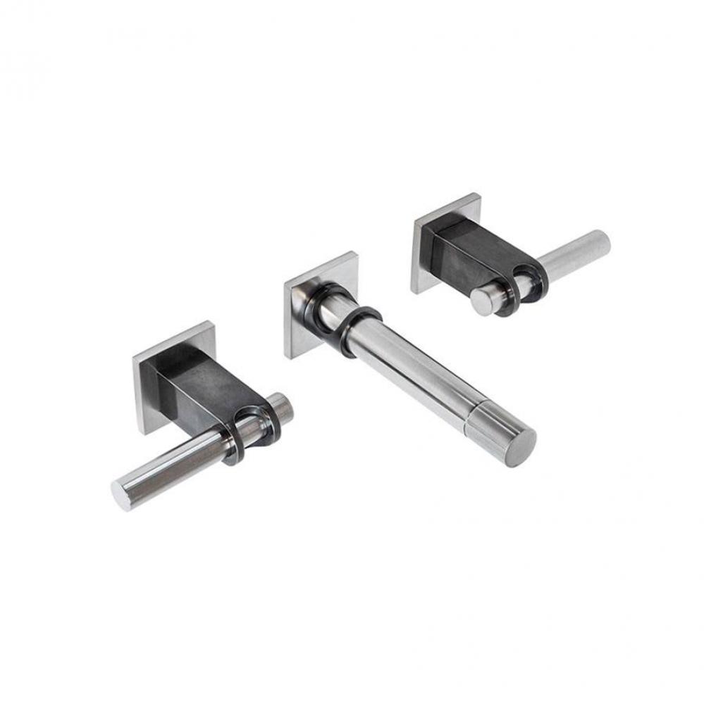 Strap Widespread Wall Mount Lav Faucet With Fixed Spout 5-3/4'' Wall To Aerator