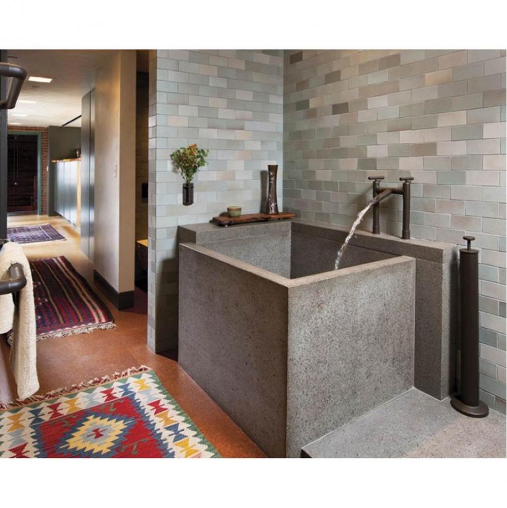 Waterbridge Tall Deck Mount Tub Filler With Waterfall Spout 8'' Spread, Center To Center