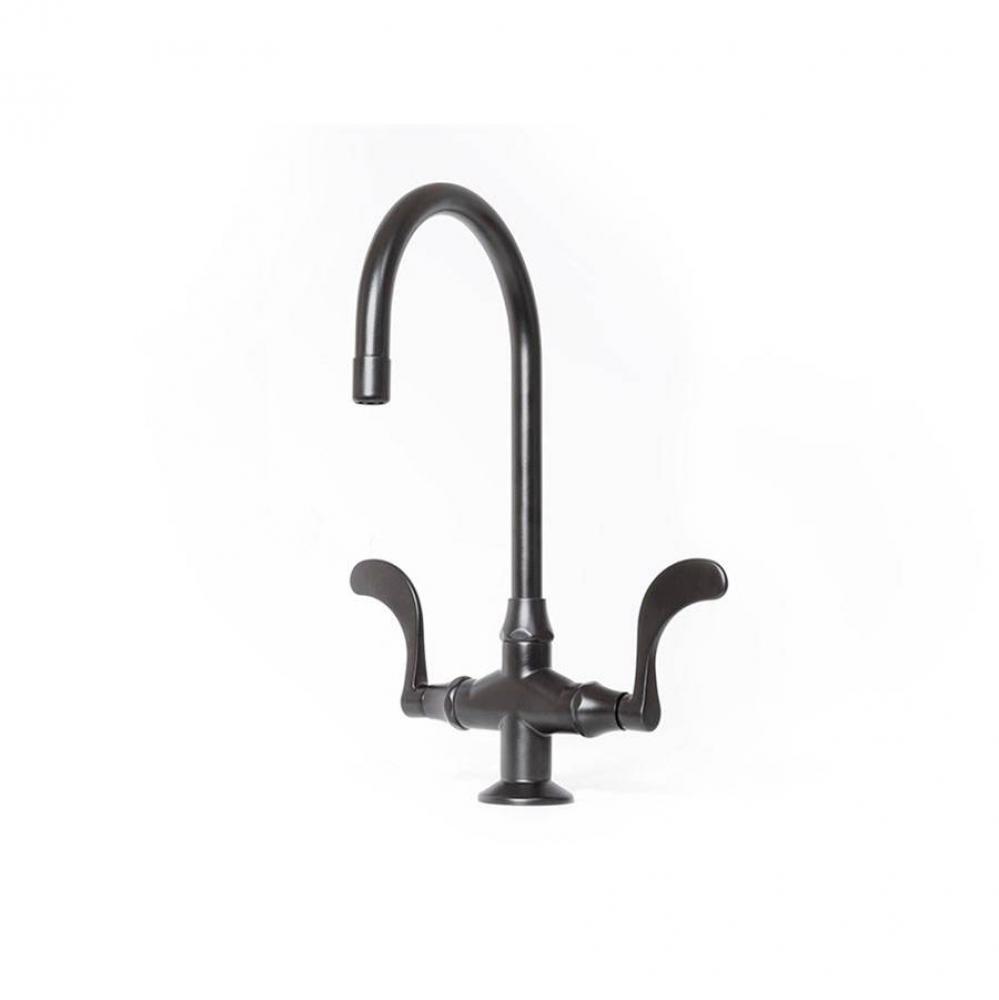 Wingnut Deck Mount Faucet With Swivel Gooseneck Spout 6-1/2'' Center To Aerator 8-1/2&ap