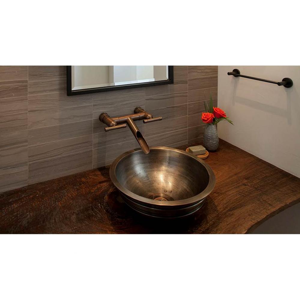 Waterbridge Wall Mount Lav Faucet With Waterfall Spout 8'' Spread, Center To Center 10&a