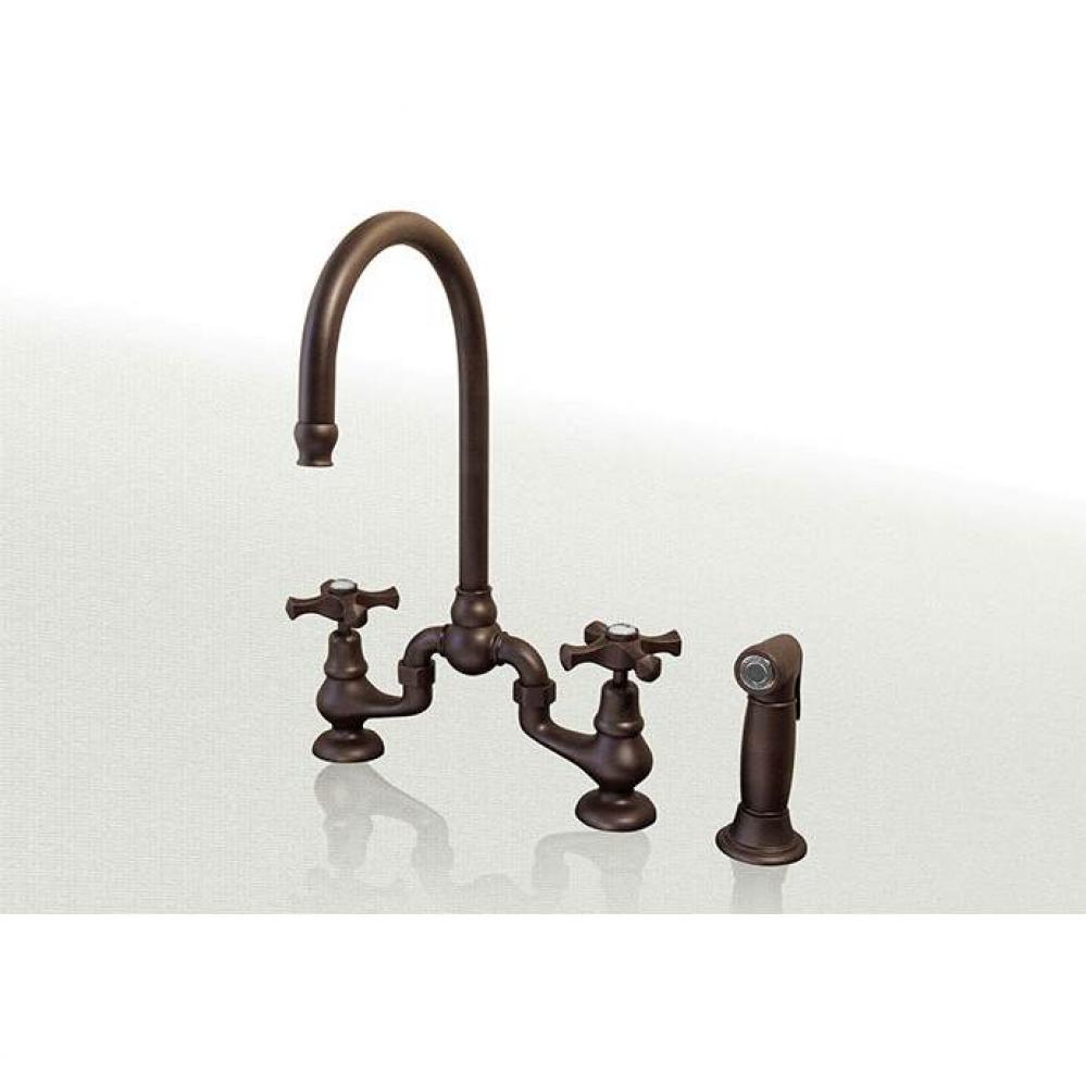 Brownstone Deck Mount Faucet With Swivel Spout & Side Spray & Ceramic Hot & Cold Butto