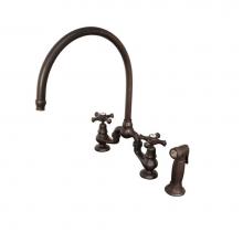Sonoma Forge BS-DM-LG-SN - Brownstone Deck Mount Faucet With Large Swivel Spout & Ceramic Hot & Cold Buttons 11'