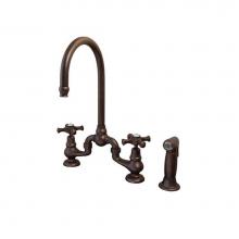 Sonoma Forge BS-DM-SW-W/SP-RC - Brownstone Deck Mount Faucet With Swivel Spout & Side Spray & Ceramic Hot & Cold Butto