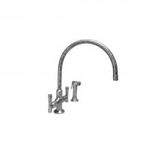 Sonoma Forge CV-GN-LG-W/SP-RC - Cuvée Deck Mount Faucet With Large Swivel Gooseneck Spout & Side Spray 11'' Cen