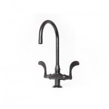 Sonoma Forge WN-GN-LG-W/SP-RC - Wingnut Deck Mount Faucet With Large Swivel Gooseneck Spout & Side Spray 11'' Center
