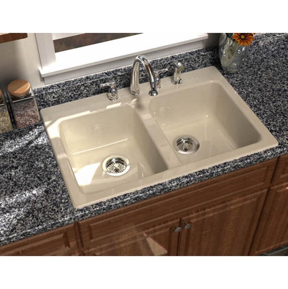 PRIMA?, 33''x22'' Self-Rimming, 2 Bowl Sink, 3 Faucet Holes, Color