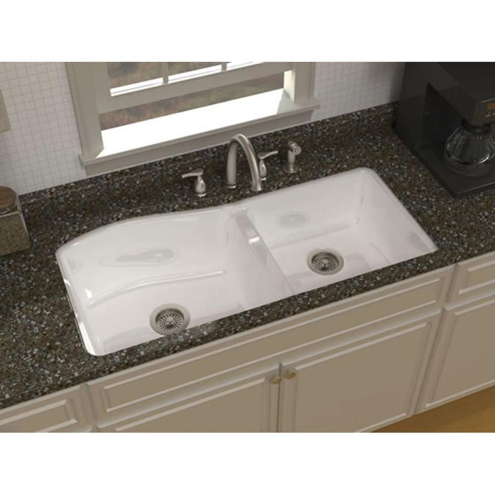 ALLEGRO?, 43''x22'' Undercounter, 2 Bowl Sink, 5 Faucet Holes, Color