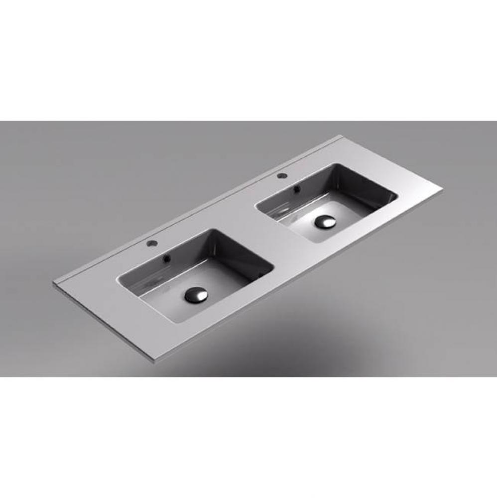 SONIA -SX7 CERAMIC BASIN 1200 MM DOUBLE 1Ø WHITE CERAMIC