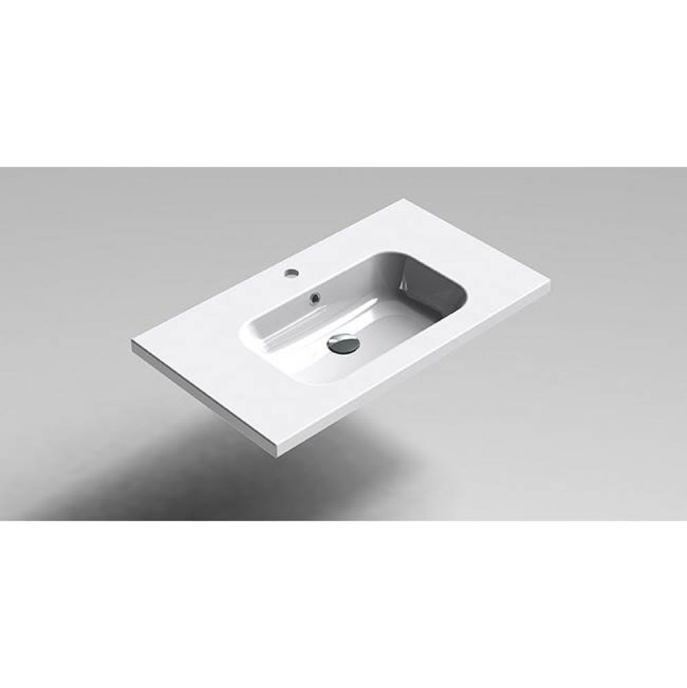 SONIA -SX9 BASIN 32''(80cm) CENTERED 1Ø WHITE CERAMIC(D)