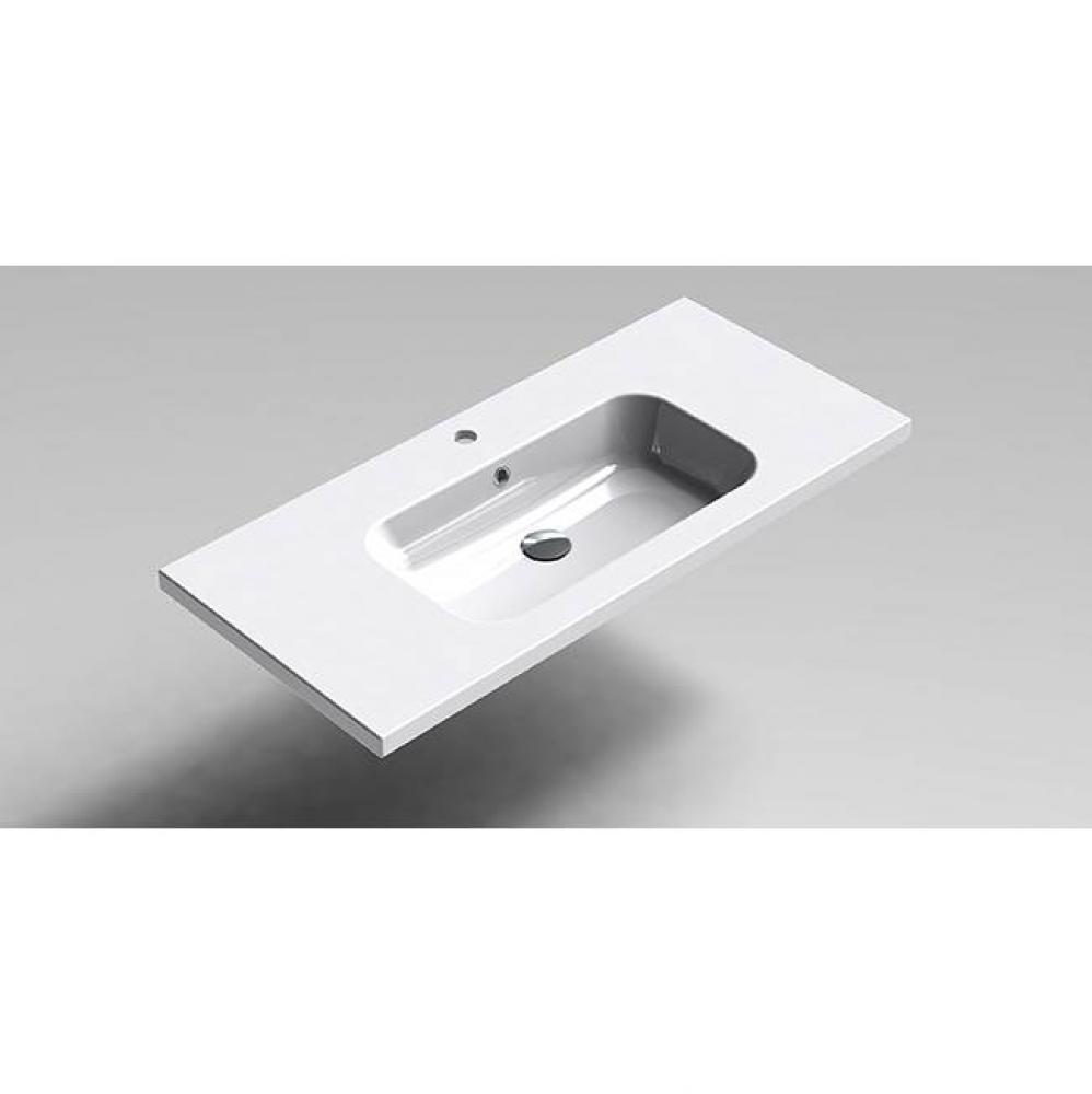 SONIA -SX9 BASIN 40''(100cm) CENTERED 1Ø WHITE CERAMIC(D)