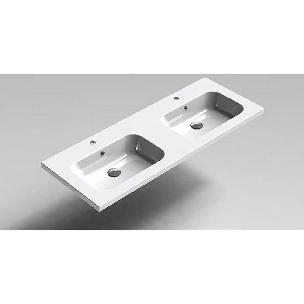 SONIA -SX9 BASIN 48''(120cm) DOUBLE 1Ø WHITE CERAMIC(D)