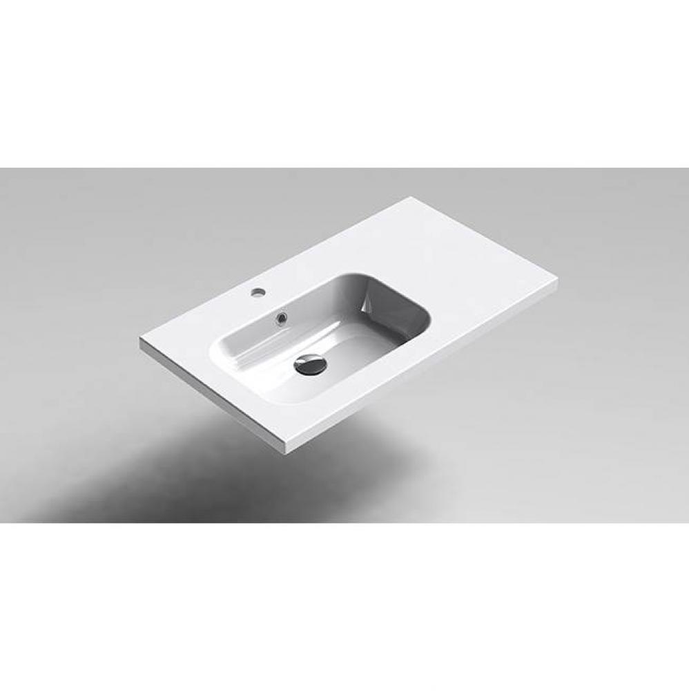 SONIA -SX9 BASIN 32''(80cm) OFFSET LEFT 1Ø WHITE CERAMIC(D)